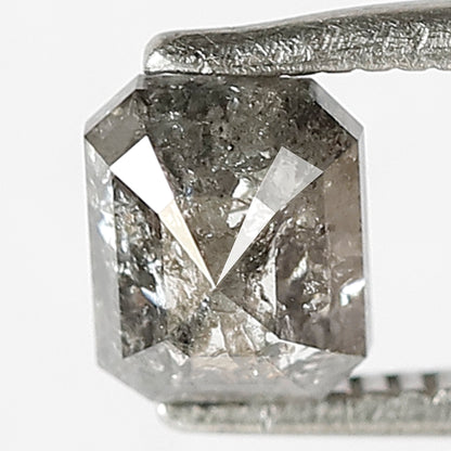 1.01 CT Emerald Shape Diamond Grey Black Color Diamond Loose Natural Conflict Free Salt and Pepper Diamond Bespoke Design Wedding Ring