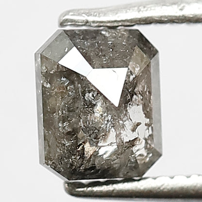 1.01 CT Emerald Shape Diamond Grey Black Color Diamond Loose Natural Conflict Free Salt and Pepper Diamond Bespoke Design Wedding Ring