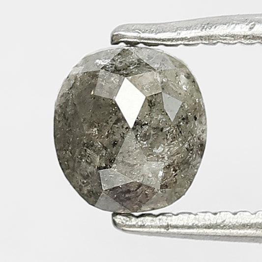 0.91 Ct Natural Gray Black Diamond | Oval Shape Salt & Pepper Loose Diamond for Custom Jewelry