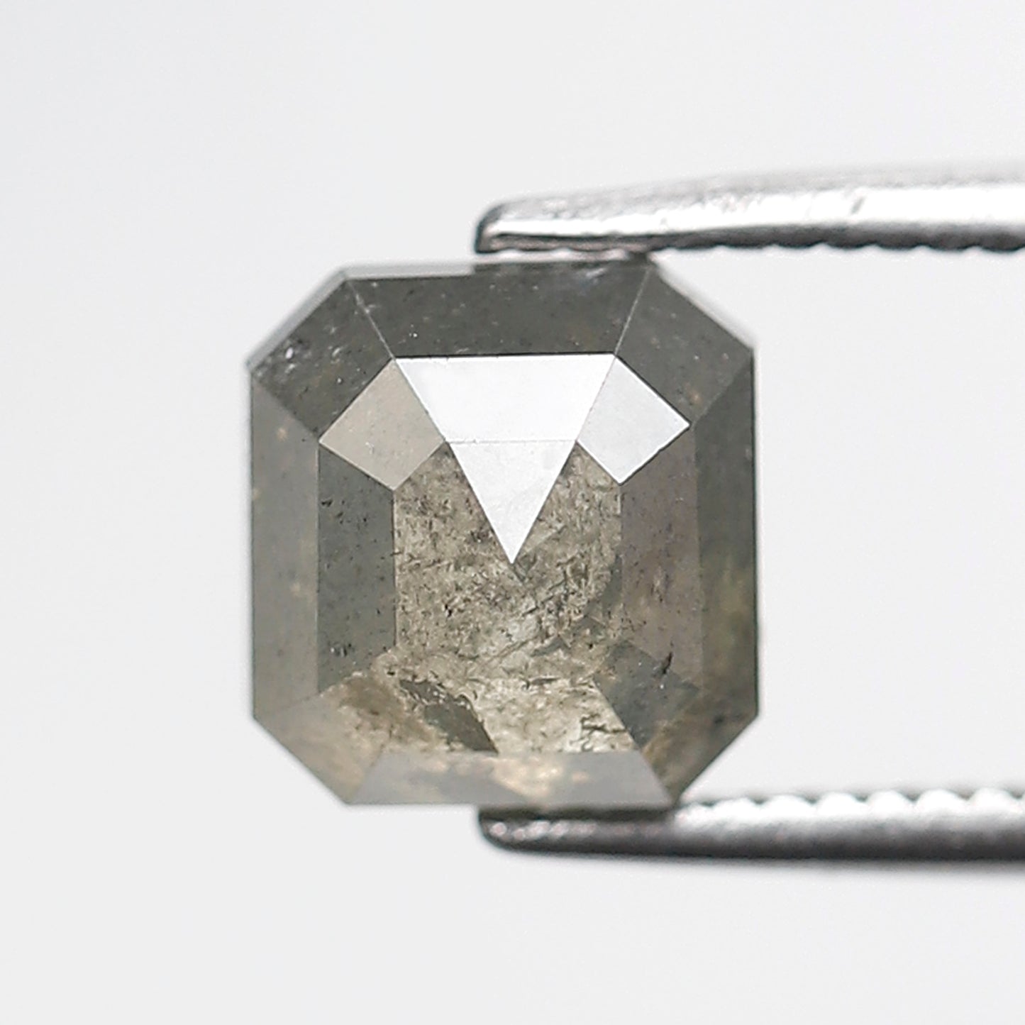 1.87 CT Asscher cut Salt and Pepper Loose Diamond, 6.70 x 6.40 mm Natural Grayish Diamond