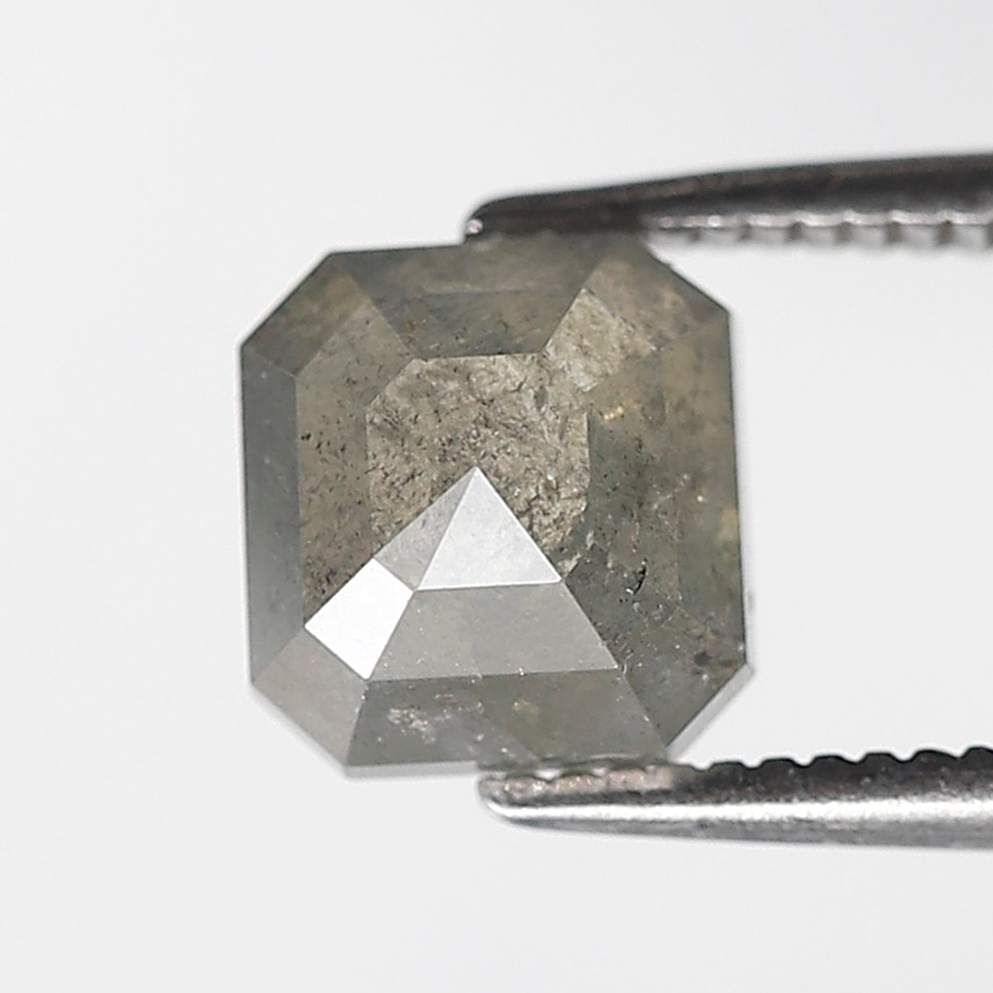 1.87 CT Asscher cut Salt and Pepper Loose Diamond, 6.70 x 6.40 mm Natural Grayish Diamond
