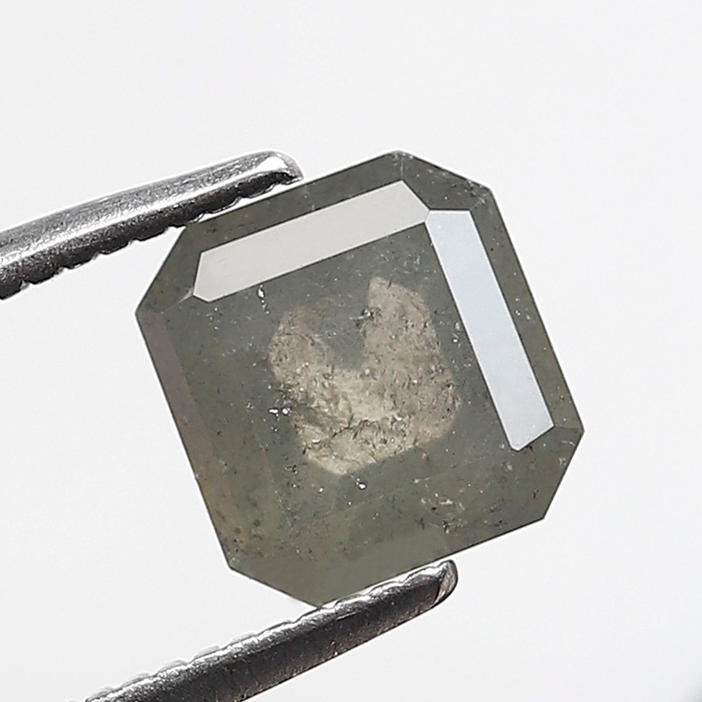 1.87 CT Asscher cut Salt and Pepper Loose Diamond, 6.70 x 6.40 mm Natural Grayish Diamond