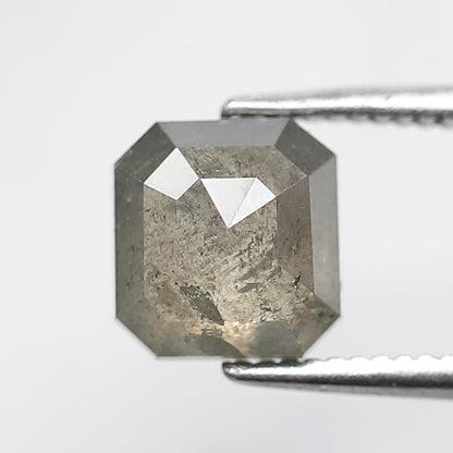 1.87 CT Asscher cut Salt and Pepper Loose Diamond, 6.70 x 6.40 mm Natural Grayish Diamond