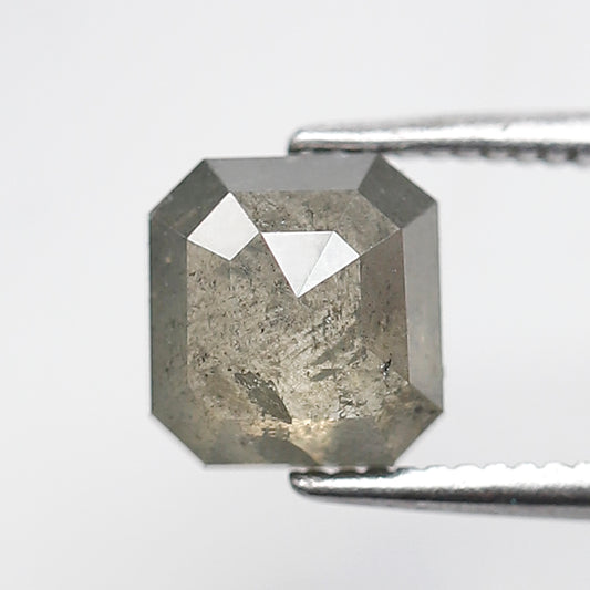 1.87 CT Asscher cut Salt and Pepper Loose Diamond, 6.70 x 6.40 mm Natural Grayish Diamond