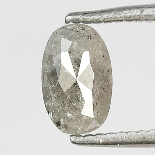 0.83 Ct Oval Shape Gray Black Salt & Pepper Diamond | Natural Loose Diamond for Handmade Jewelry