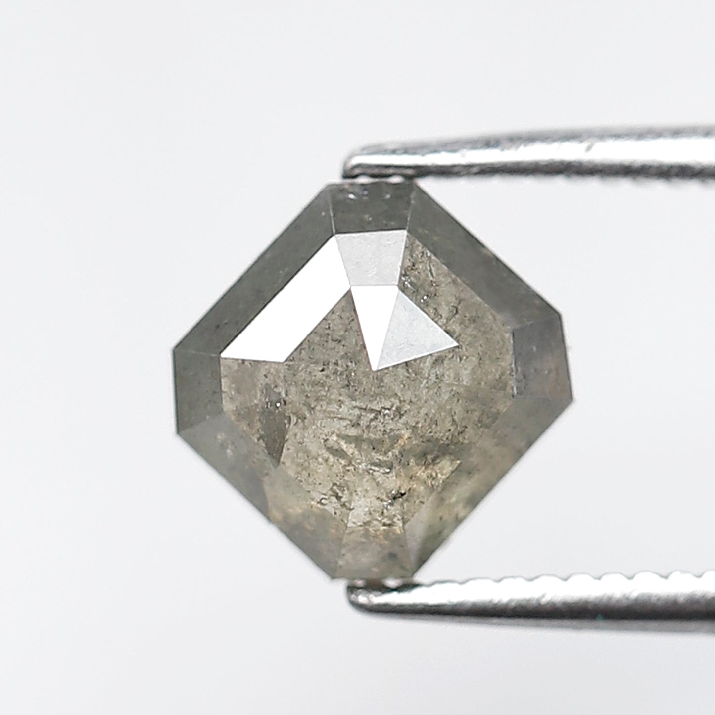 1.87 CT Asscher cut Salt and Pepper Loose Diamond, 6.70 x 6.40 mm Natural Grayish Diamond