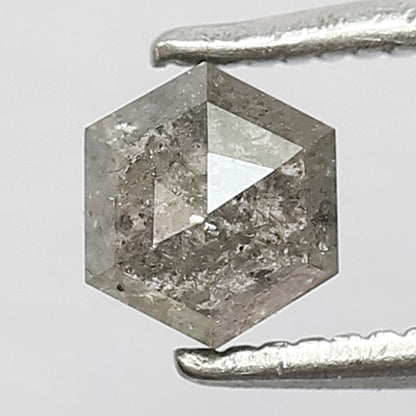 0.66 Ct Natural Gray Black Diamond | 5.10 mm Hexagon Salt & Pepper Loose Diamond for Jewelry