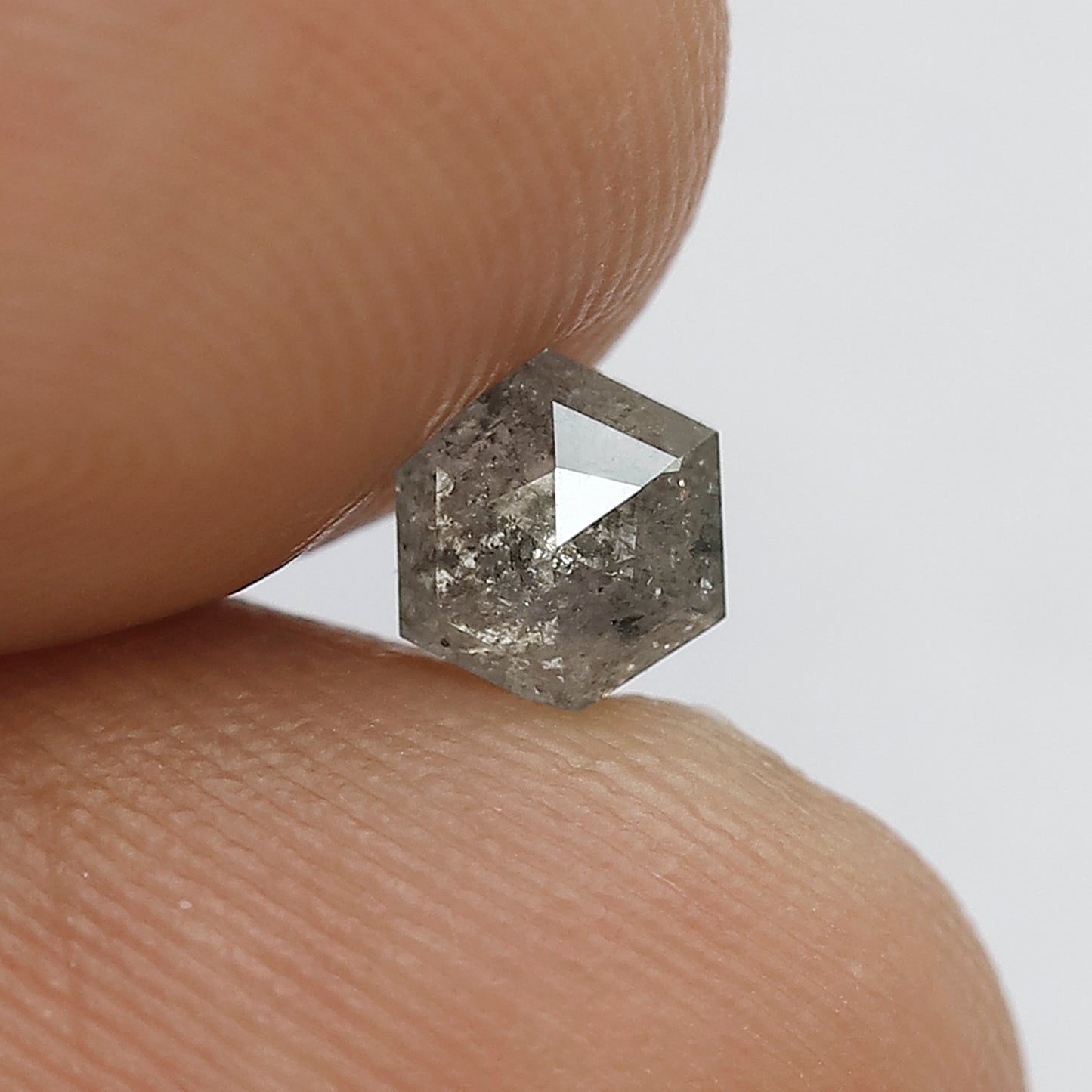0.66 Ct Natural Gray Black Diamond | 5.10 mm Hexagon Salt & Pepper Loose Diamond for Jewelry