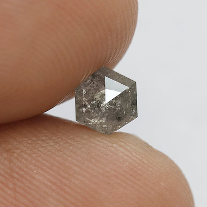 0.66 Ct Natural Gray Black Diamond | 5.10 mm Hexagon Salt & Pepper Loose Diamond for Jewelry