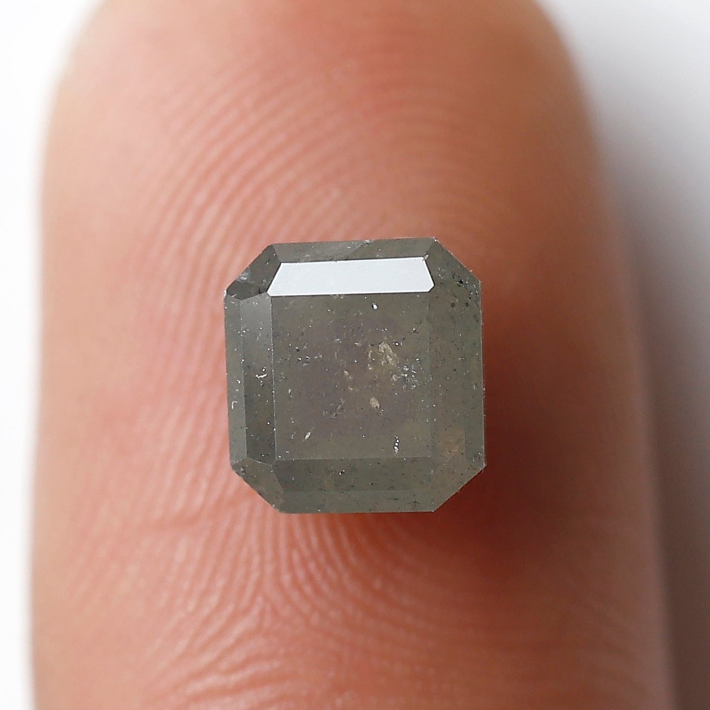1.87 CT Asscher cut Salt and Pepper Loose Diamond, 6.70 x 6.40 mm Natural Grayish Diamond