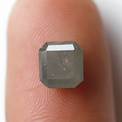 1.87 CT Asscher cut Salt and Pepper Loose Diamond, 6.70 x 6.40 mm Natural Grayish Diamond