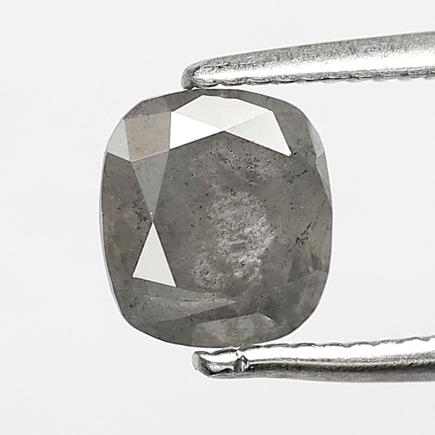0.99 CT Cushion Cut Loose Conflict Free Diamond, Natural Salt and Pepper Diamond, 5.70 x 6.30 MM Ethical Diamond
