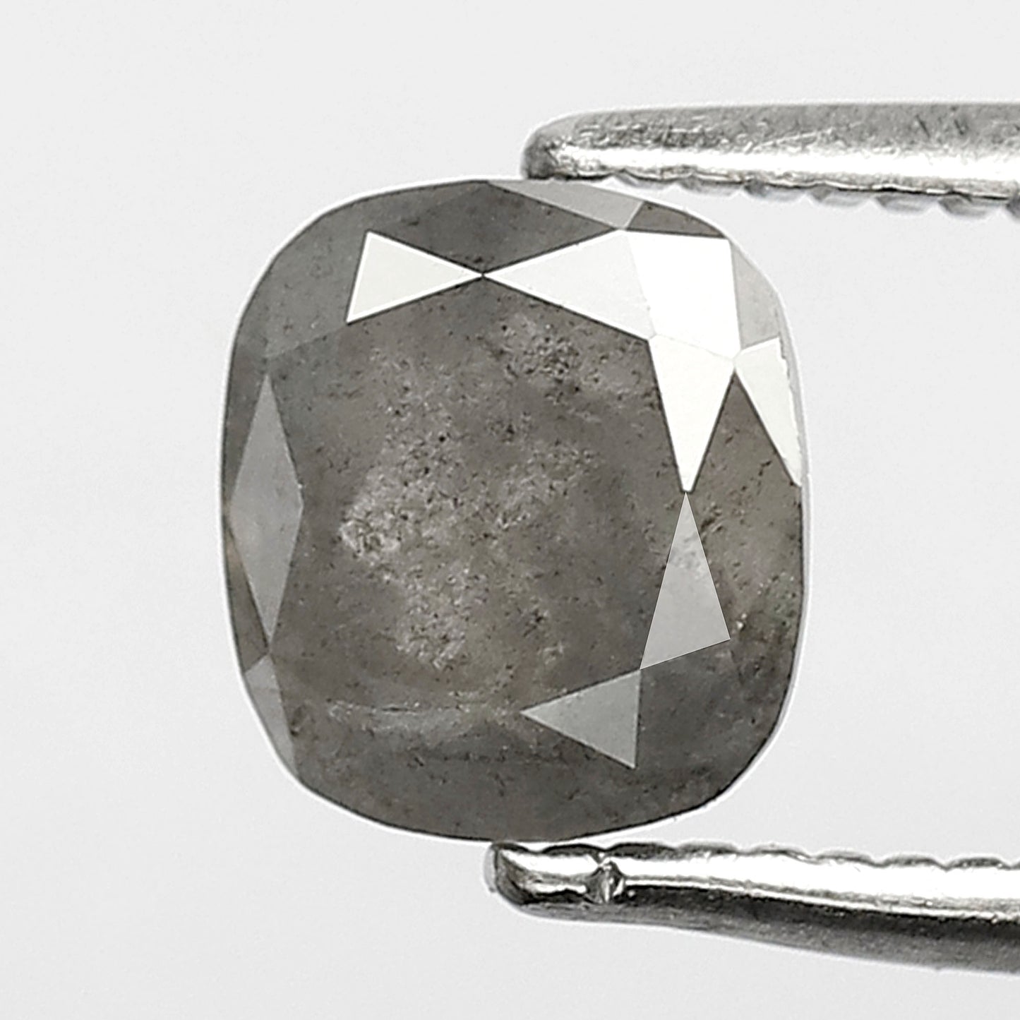 0.99 CT Cushion Cut Loose Conflict Free Diamond, Natural Salt and Pepper Diamond, 5.70 x 6.30 MM Ethical Diamond