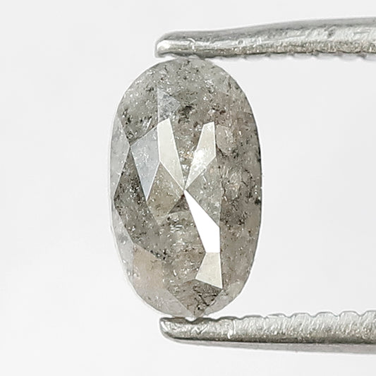 0.81 Ct Oval Shape Salt and Pepper Diamond | Natural Gray Black Loose Diamond for Engagement Ring