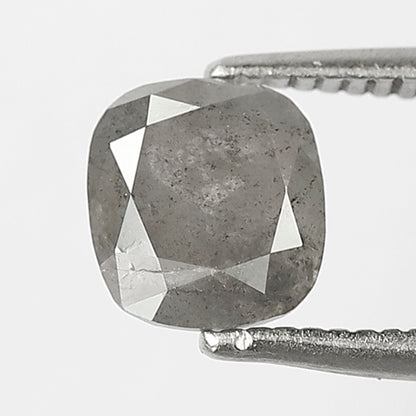 0.99 CT Cushion Cut Loose Conflict Free Diamond, Natural Salt and Pepper Diamond, 5.70 x 6.30 MM Ethical Diamond