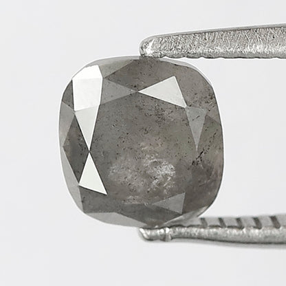 0.99 CT Cushion Cut Loose Conflict Free Diamond, Natural Salt and Pepper Diamond, 5.70 x 6.30 MM Ethical Diamond