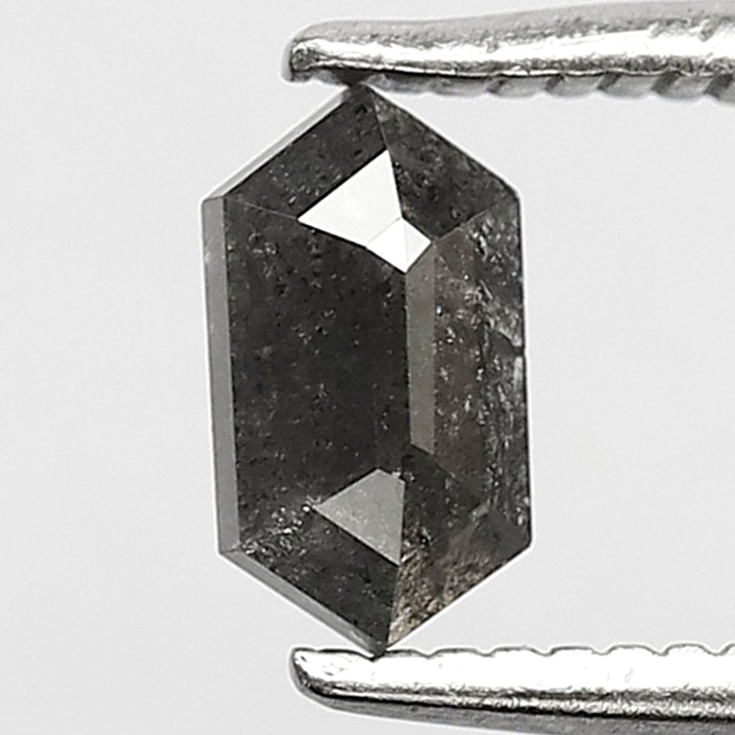 0.44 CT Elongated Hexagon Salt and Pepper Diamond, Natural Gray Black Loose Ethical Diamond for Birthday Ring Gift