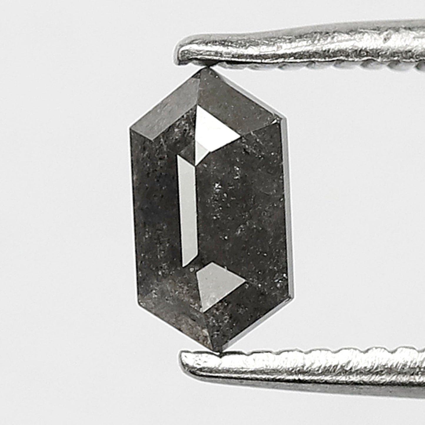 0.44 CT Elongated Hexagon Salt and Pepper Diamond, Natural Gray Black Loose Ethical Diamond for Birthday Ring Gift