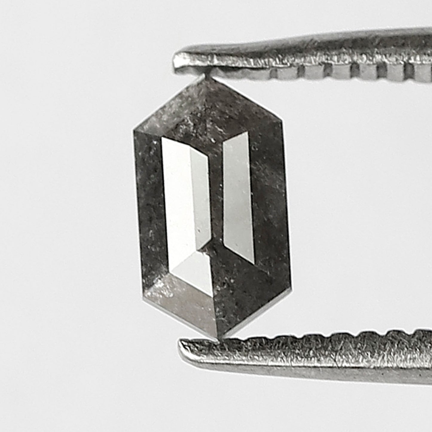 0.44 CT Elongated Hexagon Salt and Pepper Diamond, Natural Gray Black Loose Ethical Diamond for Birthday Ring Gift