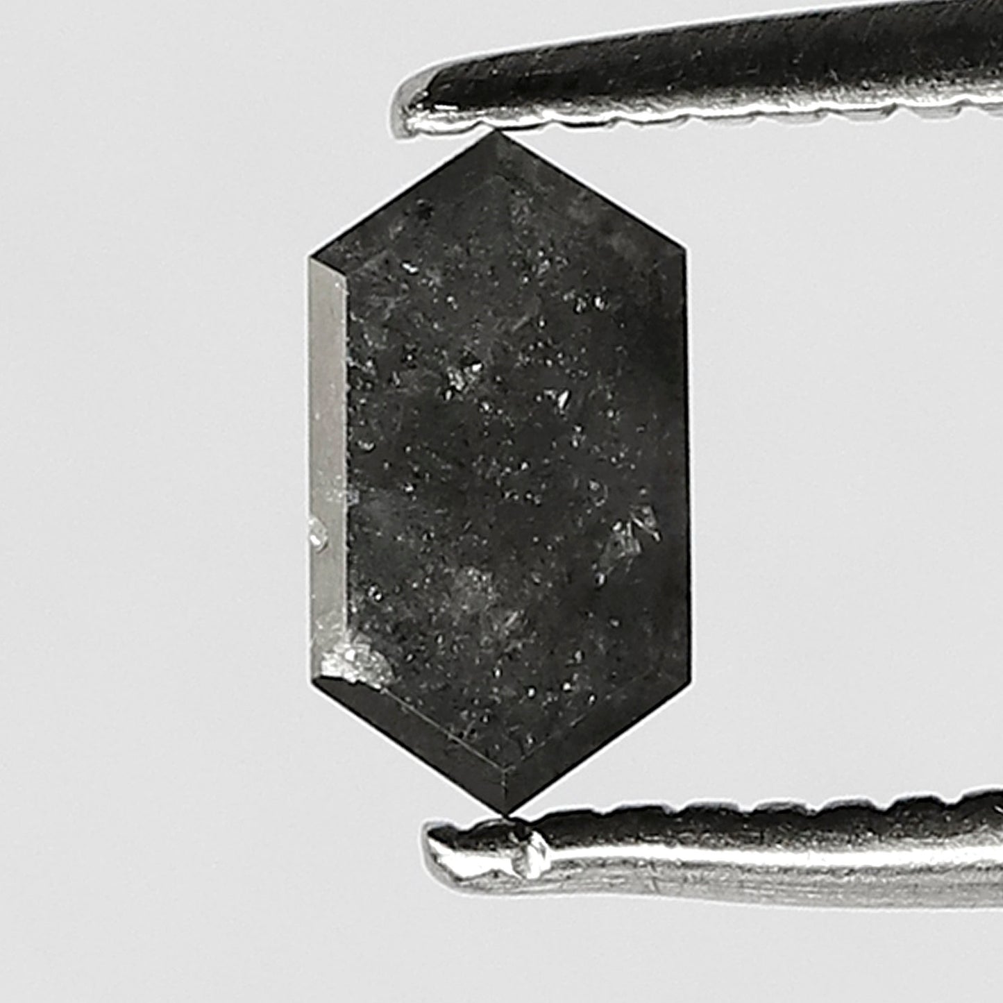0.44 CT Elongated Hexagon Salt and Pepper Diamond, Natural Gray Black Loose Ethical Diamond for Birthday Ring Gift