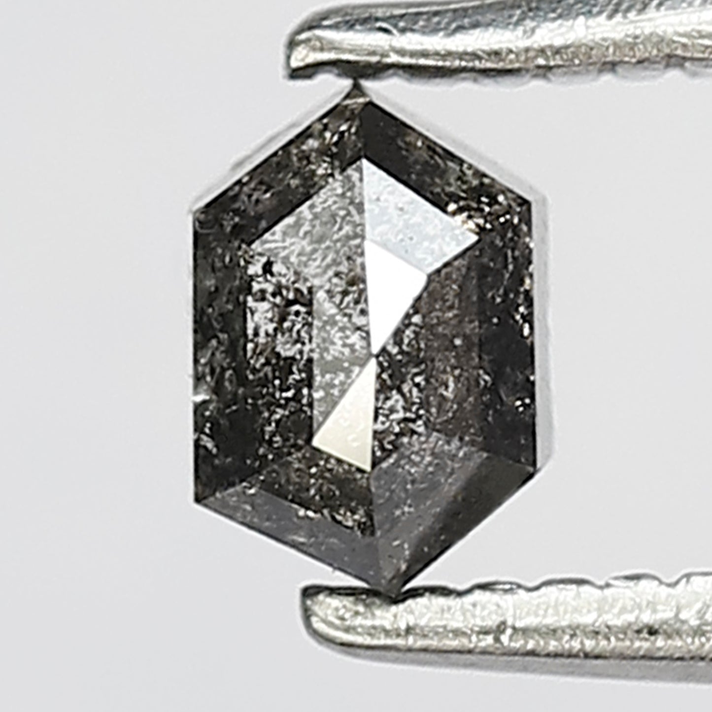 0.42 Ct Hexagon Salt and Pepper Diamond | Blackish Gray 4.80 mm Natural Loose Diamond for Wedding Band