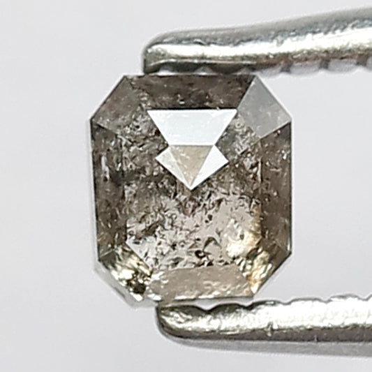0.37 CT Emerald cut Salt and Pepper Diamond, 3.80 MM Natural Gray Black Earth Mined Diamond