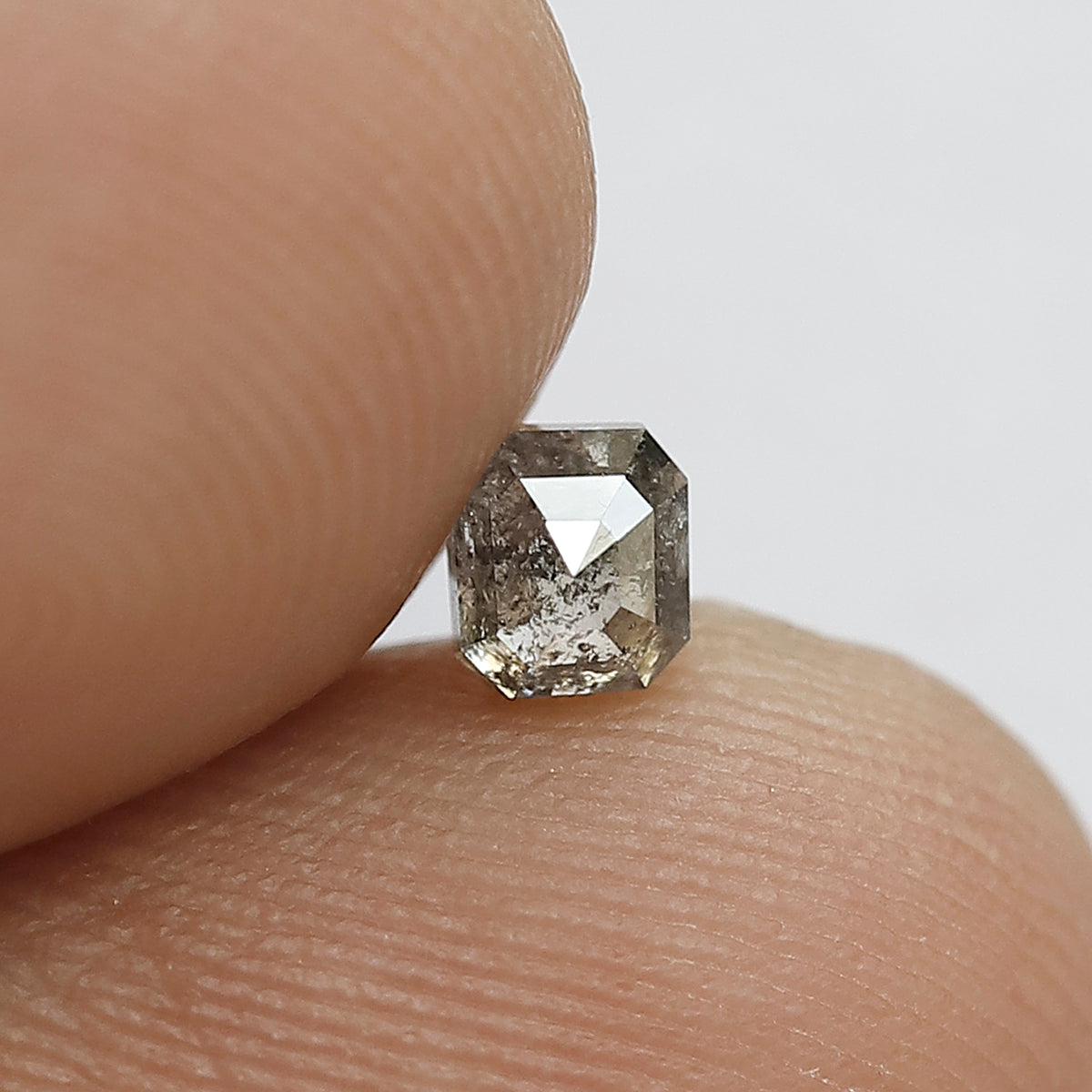 0.37 CT Emerald cut Salt and Pepper Diamond, 3.80 MM Natural Gray Black Earth Mined Diamond