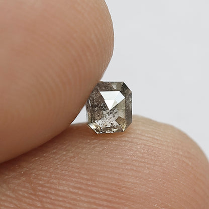 0.37 CT Emerald cut Salt and Pepper Diamond, 3.80 MM Natural Gray Black Earth Mined Diamond