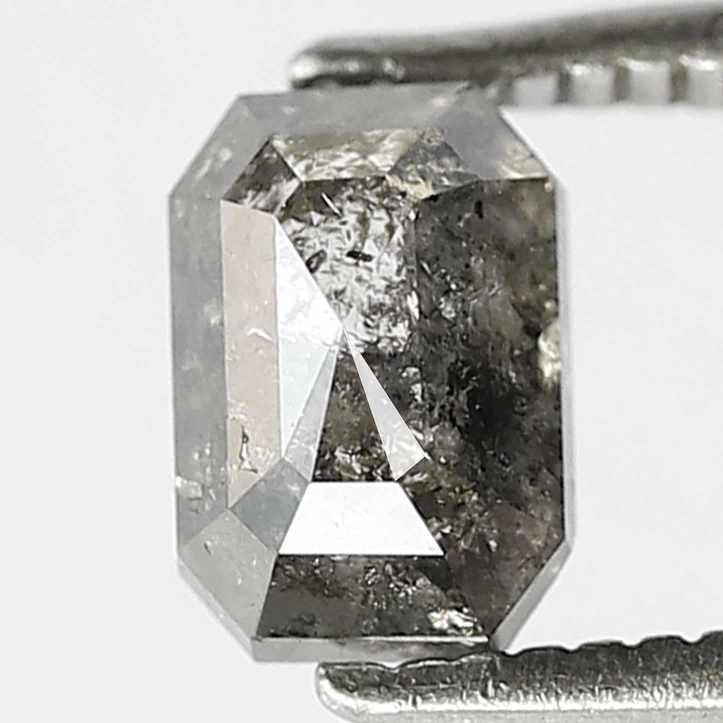 1.02 CT EMERALD Shape Natural Loose Diamond,6 mm emerald cut salt and pepper Diamond, Grey Black color Diamond for making unique design rings