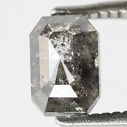 1.02 CT EMERALD Shape Natural Loose Diamond,6 mm emerald cut salt and pepper Diamond, Grey Black color Diamond for making unique design rings