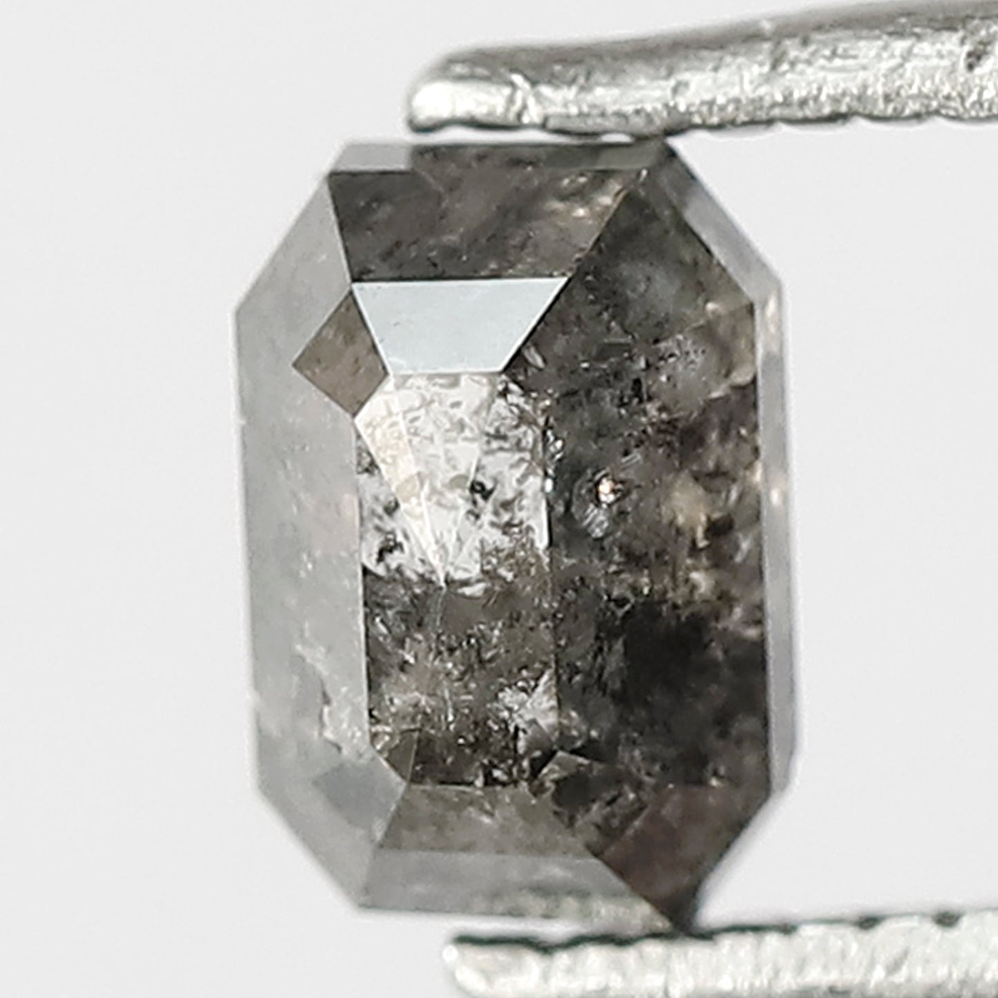 1.02 CT EMERALD Shape Natural Loose Diamond,6 mm emerald cut salt and pepper Diamond, Grey Black color Diamond for making unique design rings