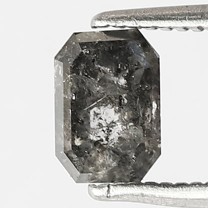 1.02 CT EMERALD Shape Natural Loose Diamond,6 mm emerald cut salt and pepper Diamond, Grey Black color Diamond for making unique design rings