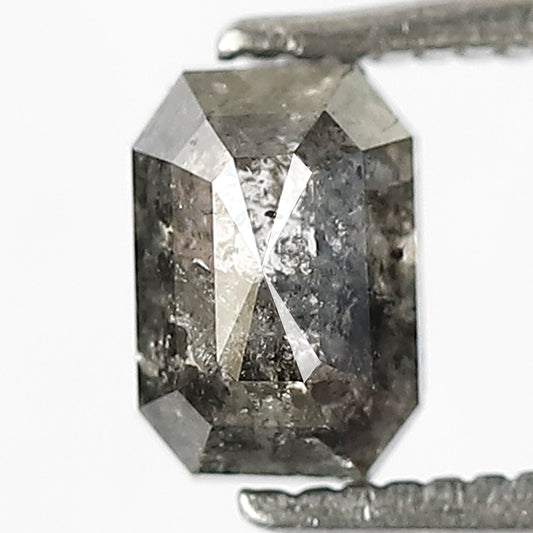 1.02 CT EMERALD Shape Natural Loose Diamond,6 mm emerald cut salt and pepper Diamond, Grey Black color Diamond for making unique design rings