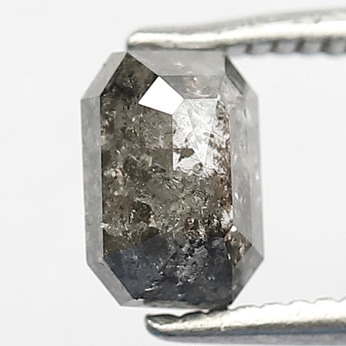 1.02 CT EMERALD Shape Natural Loose Diamond,6 mm emerald cut salt and pepper Diamond, Grey Black color Diamond for making unique design rings