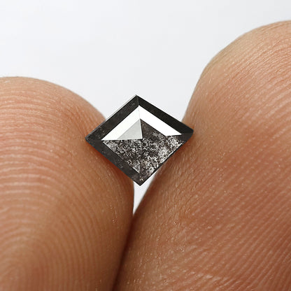 Geometric Cut Loose Diamond 0.54 CT, Natural Salt and Pepper Gray Black Diamond for Custom Jewelry