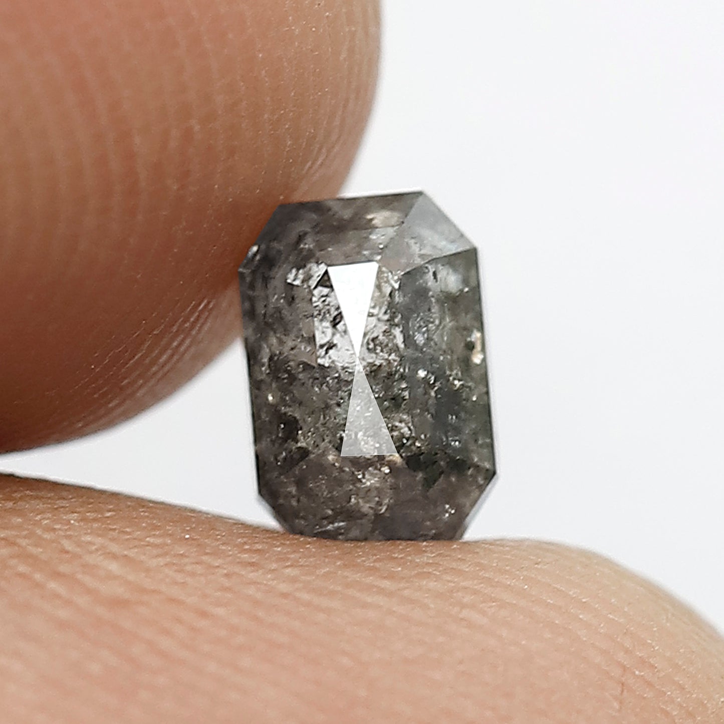 1.02 CT EMERALD Shape Natural Loose Diamond,6 mm emerald cut salt and pepper Diamond, Grey Black color Diamond for making unique design rings
