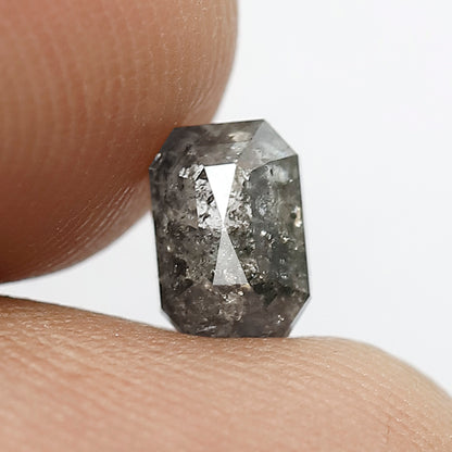1.02 CT EMERALD Shape Natural Loose Diamond,6 mm emerald cut salt and pepper Diamond, Grey Black color Diamond for making unique design rings
