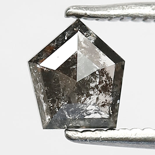 0.74 CT GEOMETRIC Shape Natural Loose Diamond, 5 mm Geometric Cut Diamond Grey Black Color salt and pepper Diamond for custom Design jewelry