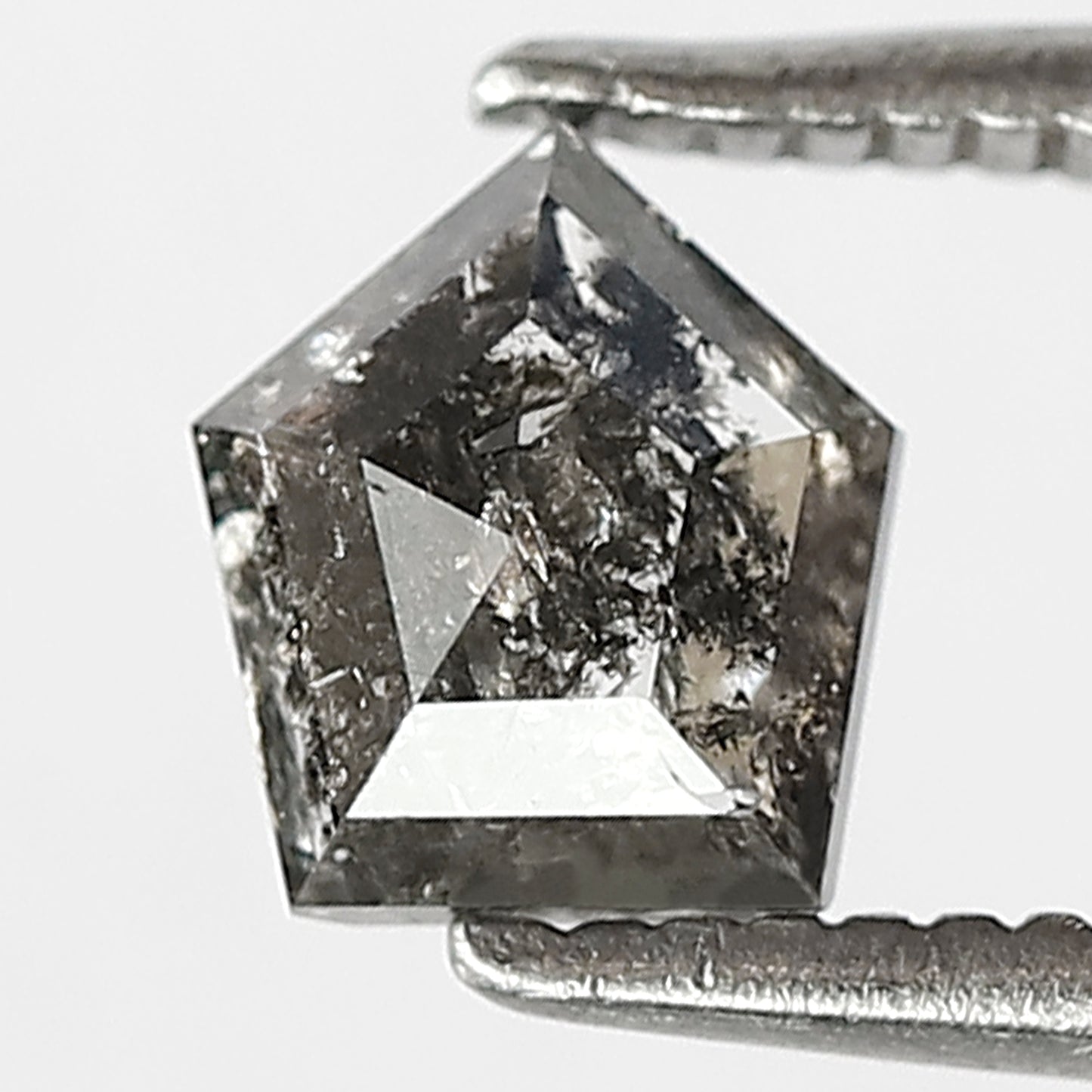 0.74 CT GEOMETRIC Shape Natural Loose Diamond, 5 mm Geometric Cut Diamond Grey Black Color salt and pepper Diamond for custom Design jewelry