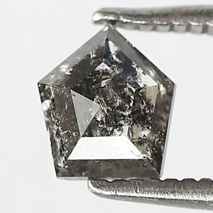 0.74 CT GEOMETRIC Shape Natural Loose Diamond, 5 mm Geometric Cut Diamond Grey Black Color salt and pepper Diamond for custom Design jewelry