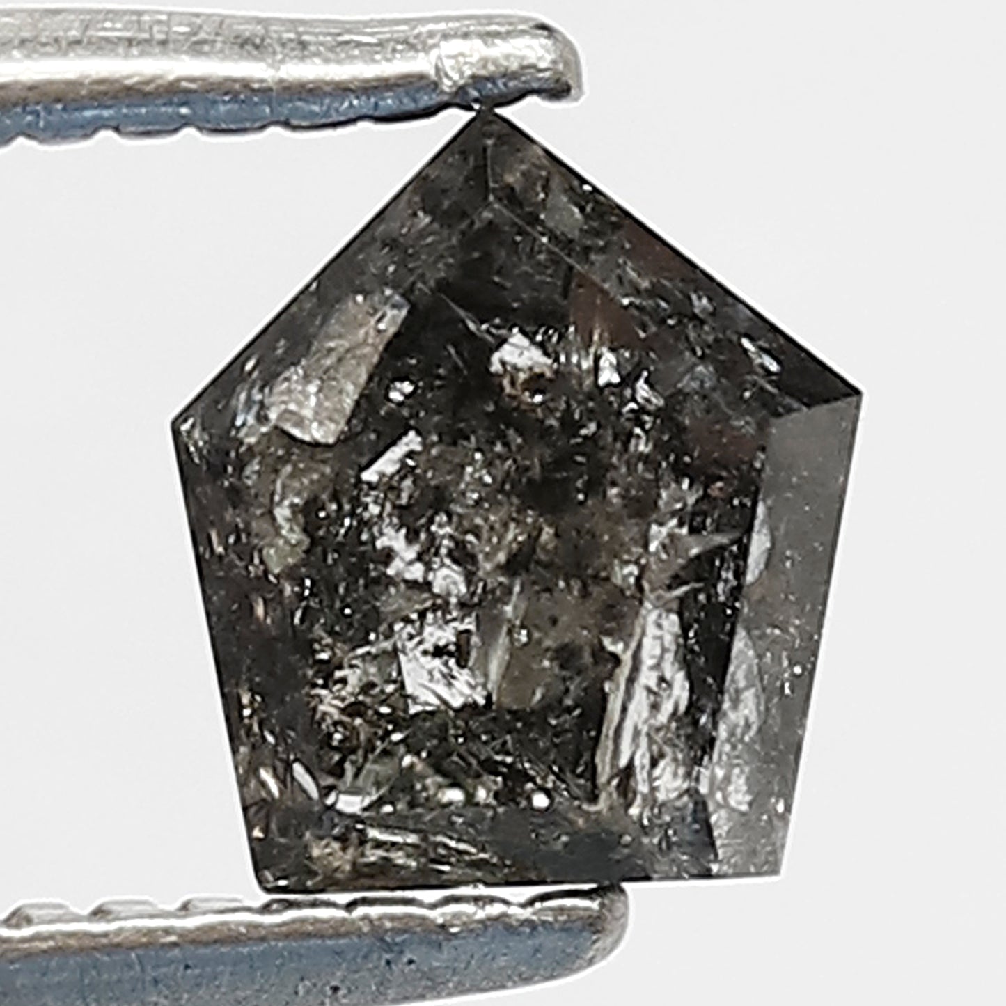 0.74 CT GEOMETRIC Shape Natural Loose Diamond, 5 mm Geometric Cut Diamond Grey Black Color salt and pepper Diamond for custom Design jewelry