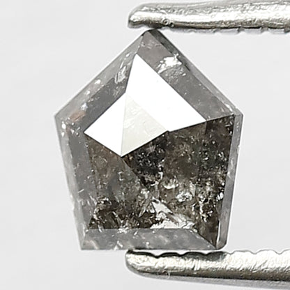 0.74 CT GEOMETRIC Shape Natural Loose Diamond, 5 mm Geometric Cut Diamond Grey Black Color salt and pepper Diamond for custom Design jewelry