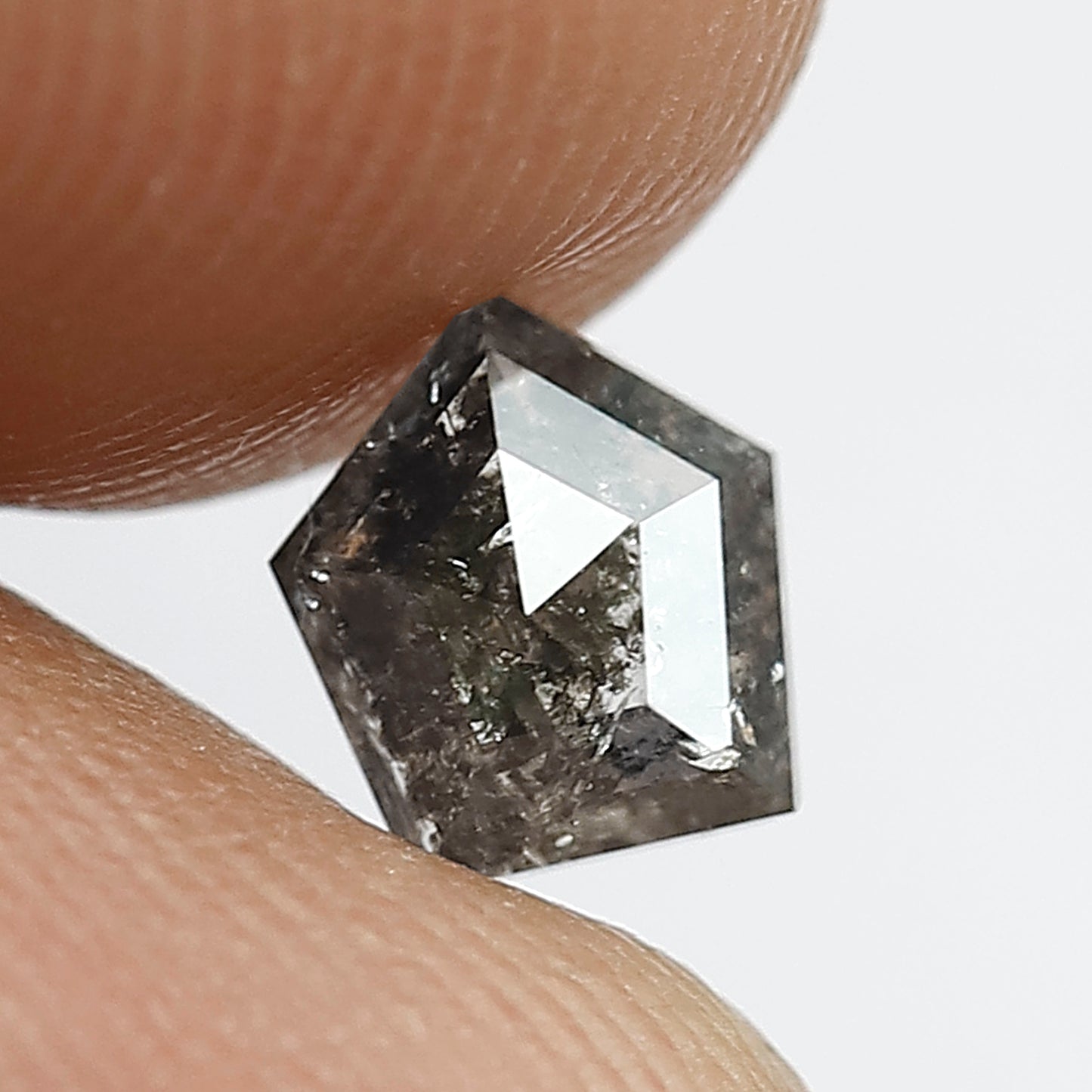 0.74 CT GEOMETRIC Shape Natural Loose Diamond, 5 mm Geometric Cut Diamond Grey Black Color salt and pepper Diamond for custom Design jewelry