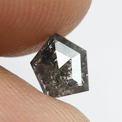 0.74 CT GEOMETRIC Shape Natural Loose Diamond, 5 mm Geometric Cut Diamond Grey Black Color salt and pepper Diamond for custom Design jewelry