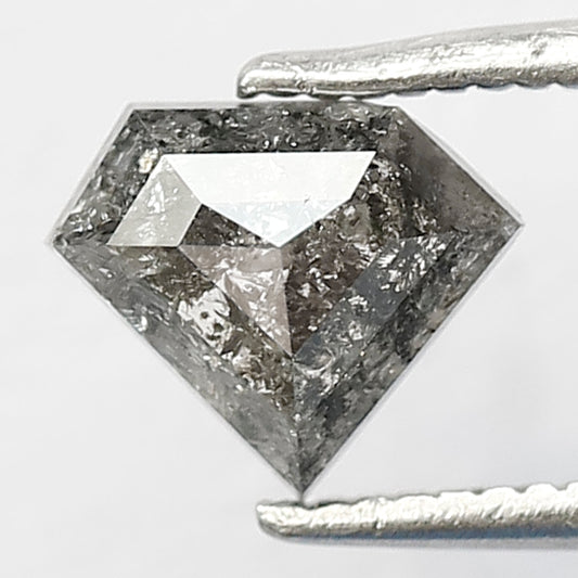 0.86 CT Natural Loose Pentagon Shape salt and pepper Diamond, 6 mm Pentagon Unique Diamond, Grey Black color Diamond made for wedding rings