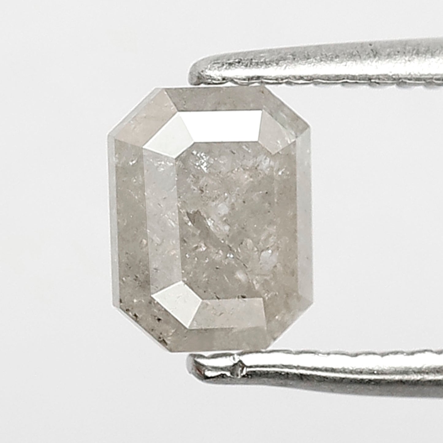 0.77 CT Loose Salt and Pepper Diamond, Emerald Cut Misty White Natural Diamond for Engagement Ring