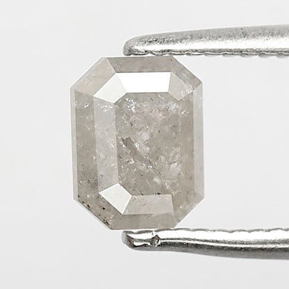 0.77 CT Loose Salt and Pepper Diamond, Emerald Cut Misty White Natural Diamond for Engagement Ring