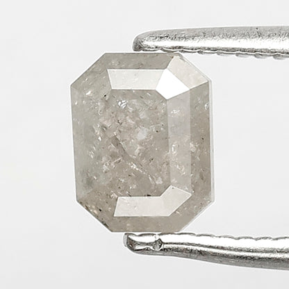0.77 CT Loose Salt and Pepper Diamond, Emerald Cut Misty White Natural Diamond for Engagement Ring