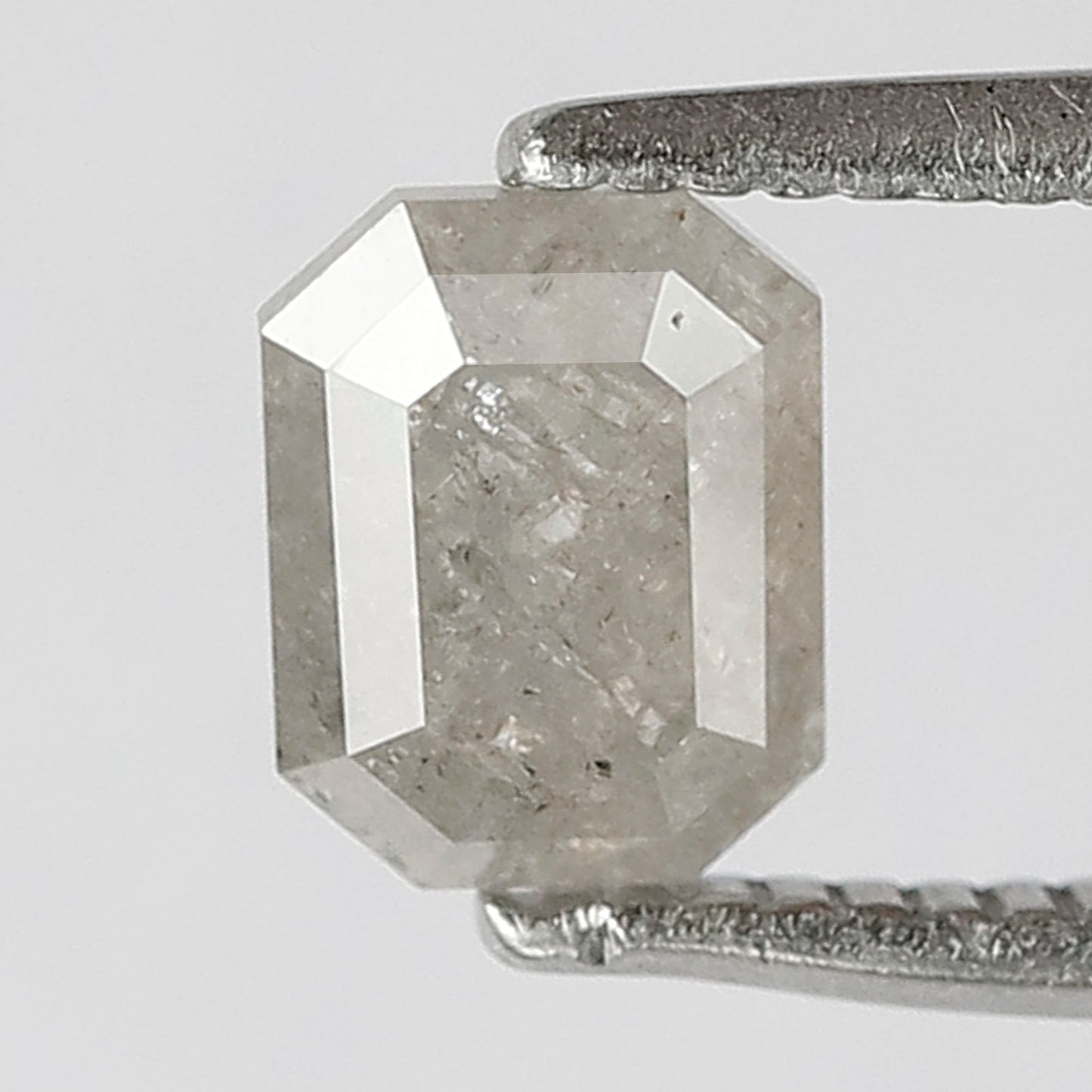 0.77 CT Loose Salt and Pepper Diamond, Emerald Cut Misty White Natural Diamond for Engagement Ring