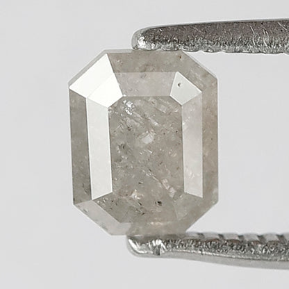 0.77 CT Loose Salt and Pepper Diamond, Emerald Cut Misty White Natural Diamond for Engagement Ring